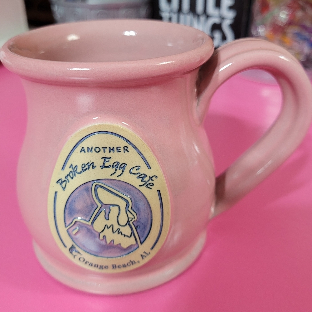 Deneen Pottery Another Broken Egg Orange Beach, Alabama Mug Pink